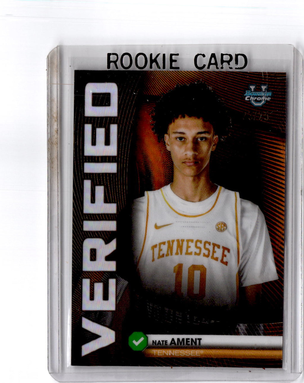 2025-26 Bowman #BV-10 Nate Ament Bowman Verified Orange Refractor #/25