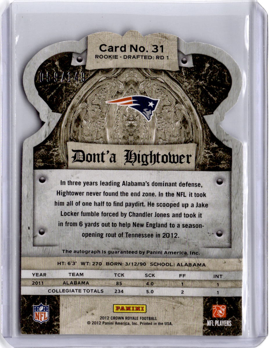 2012 Panini Crown Royale #31 Dont'a Hightower Rookie Signatures Silver #/149