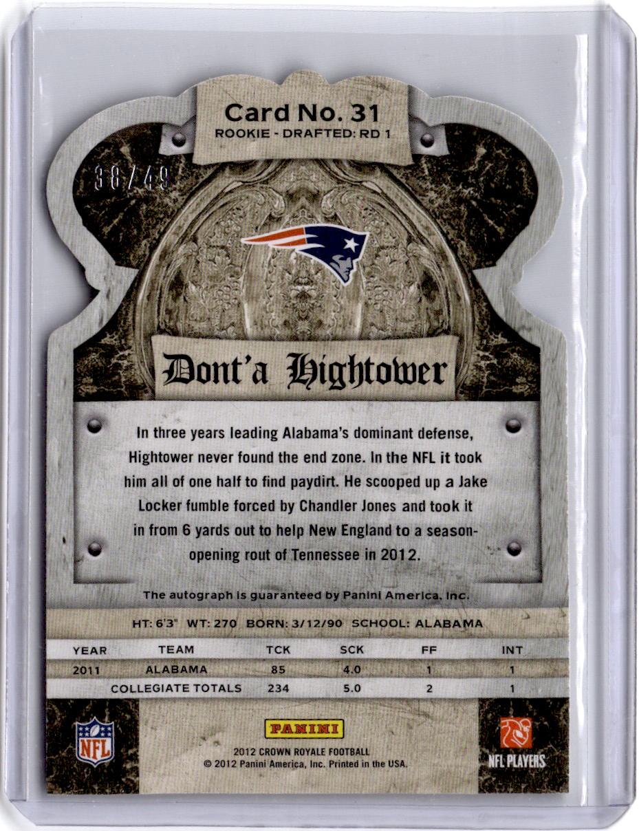 2012 Panini Crown Royale #31 Dont'a Hightower Rookie Signatures Green #/49