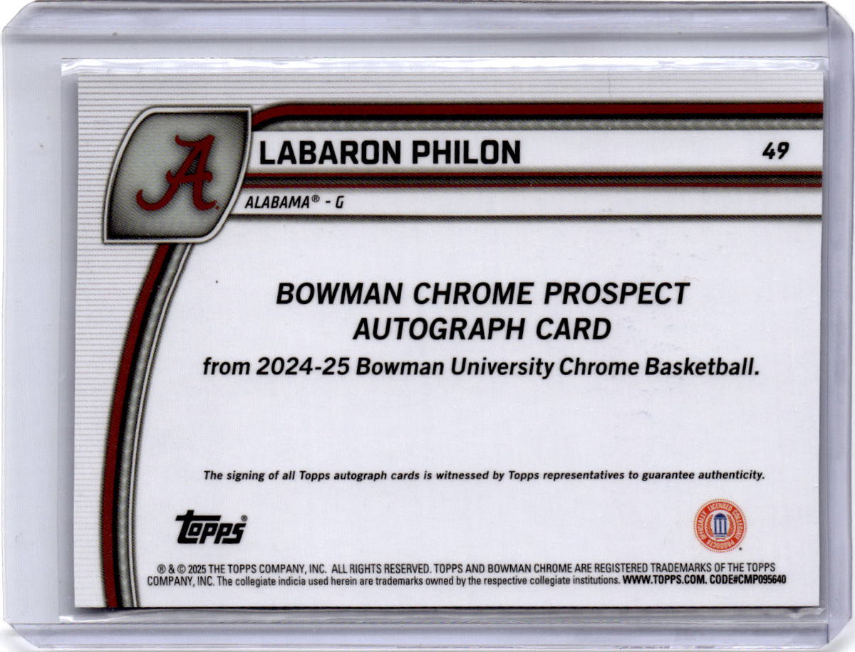 2024-25 Bowman U Chrome Labaron Philon Prospects Autographs Stealth Refractor