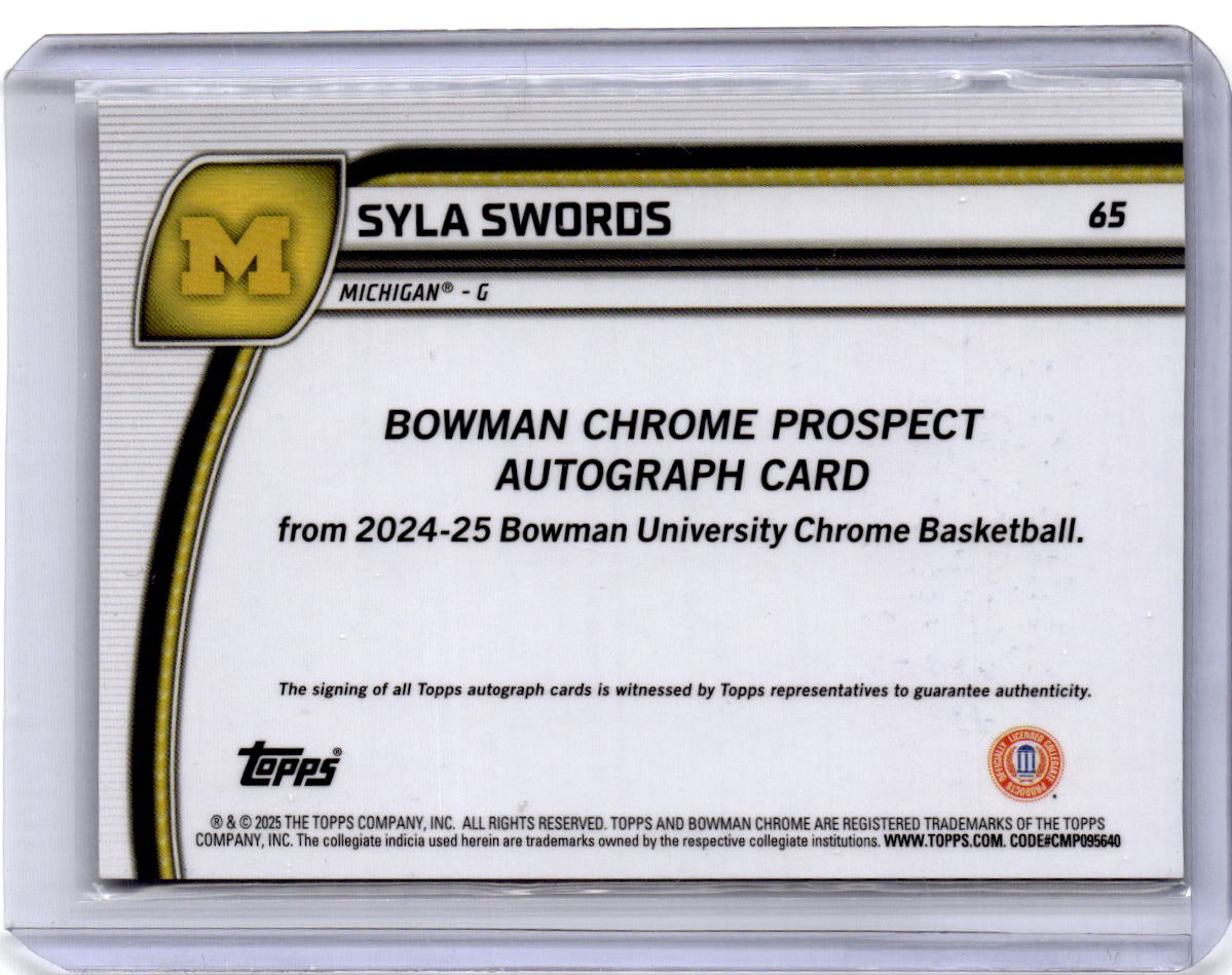 2024-25 Bowman University Chrome Syla Swords Prospects Autographs Black wave