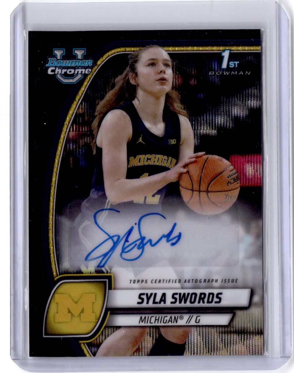 2024-25 Bowman University Chrome Syla Swords Prospects Autographs Black wave