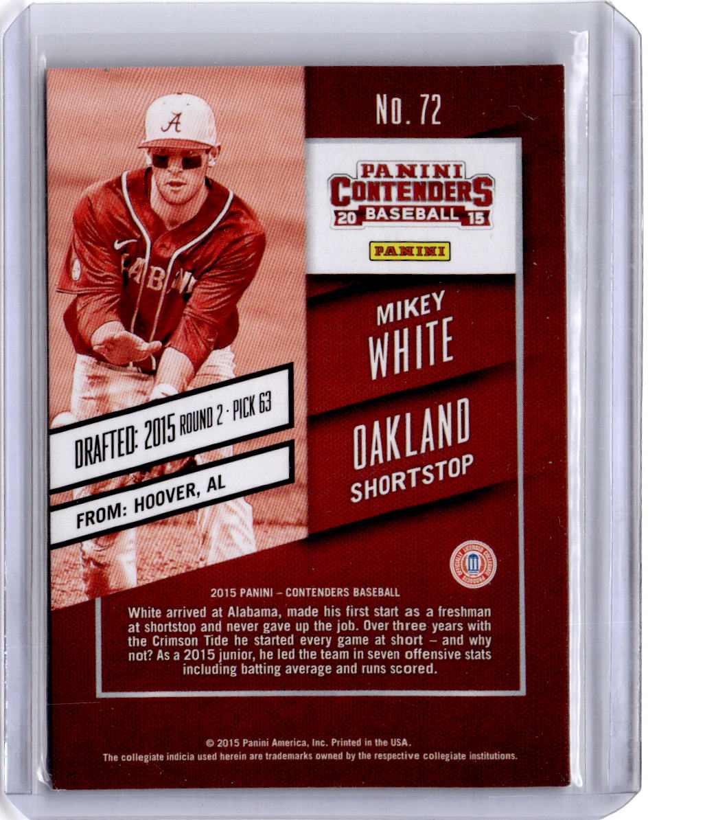 2015 Panini Contenders #72 Mikey White Cracked Ice Ticket #/23