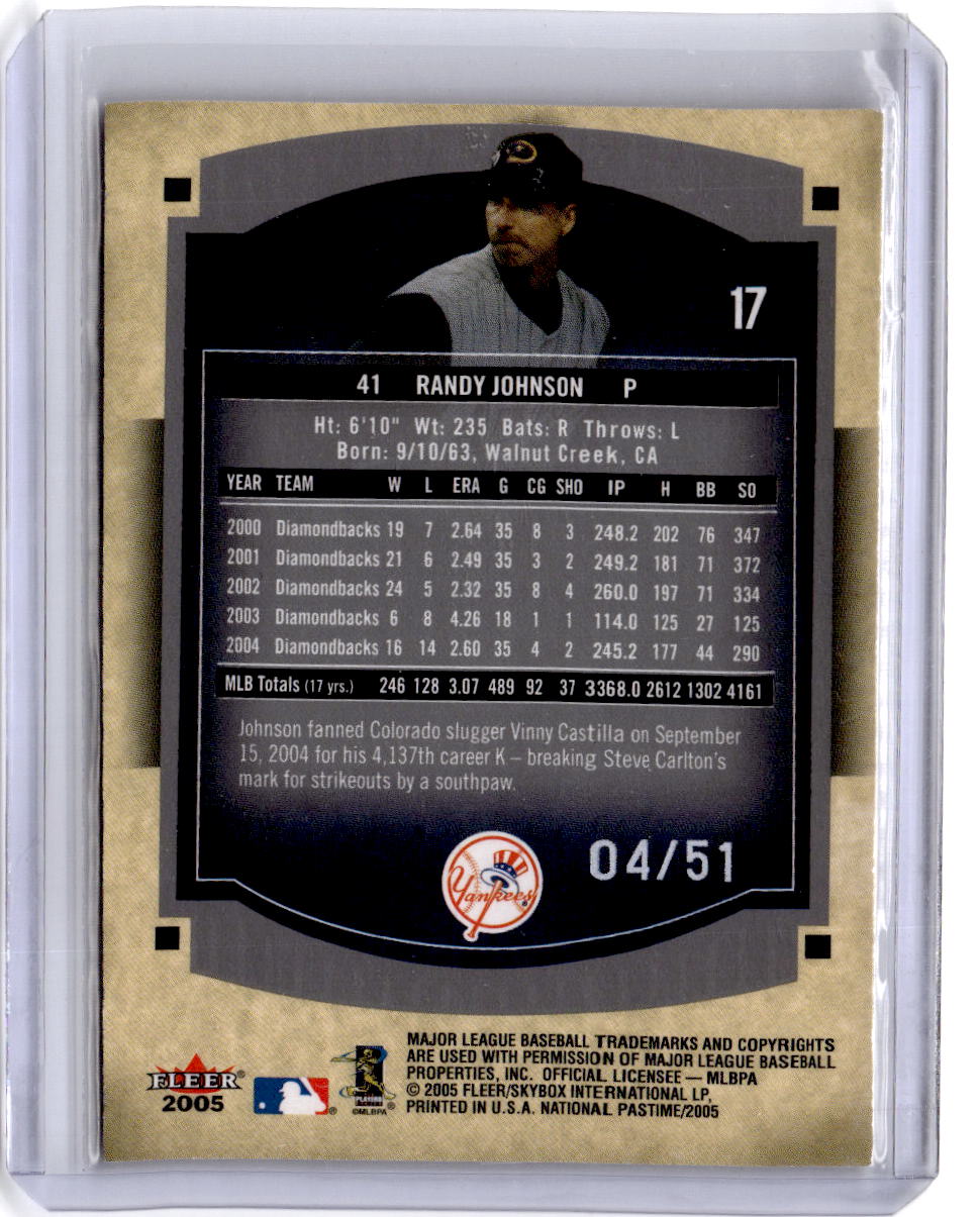 2005 Fleer National Pastime #17 Randy Johnson White Foil #/51