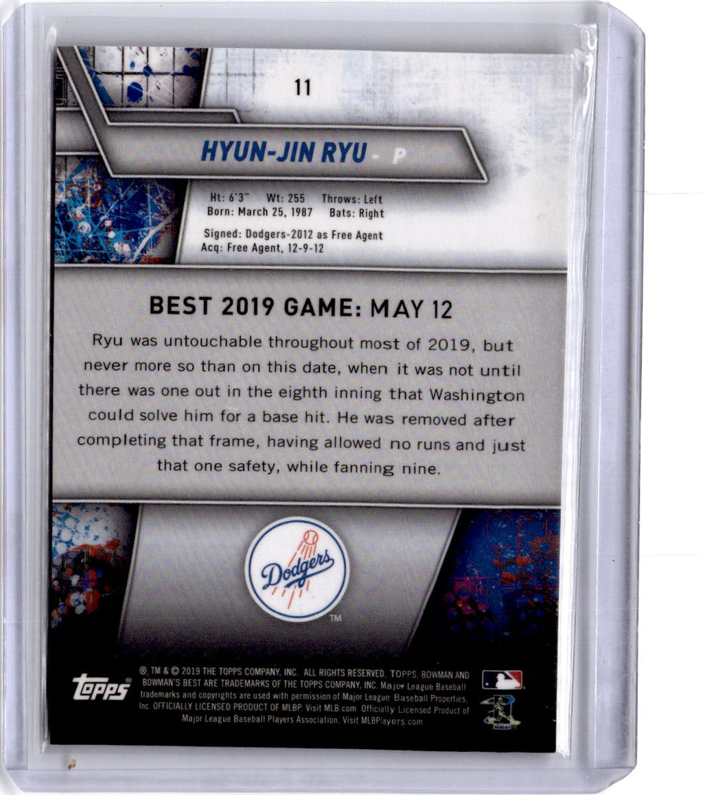 2019 Bowman's Best #11 Hyun-Jin Ryu Gold Refractor #/50