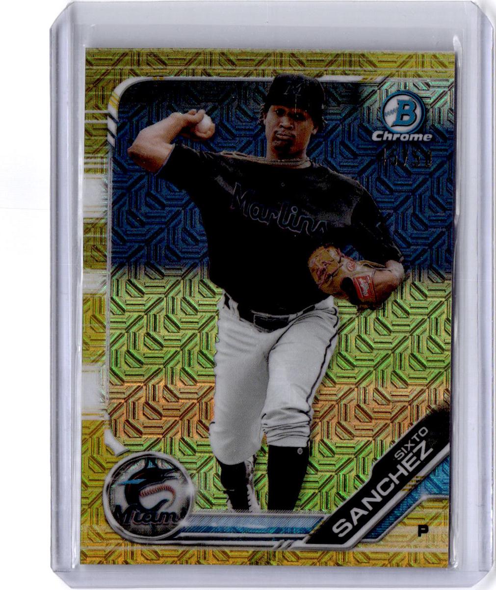 2019 Bowman #BCP-70 Sixto Sanchez Chrome Prospects Mojo Refractors Gold #/50