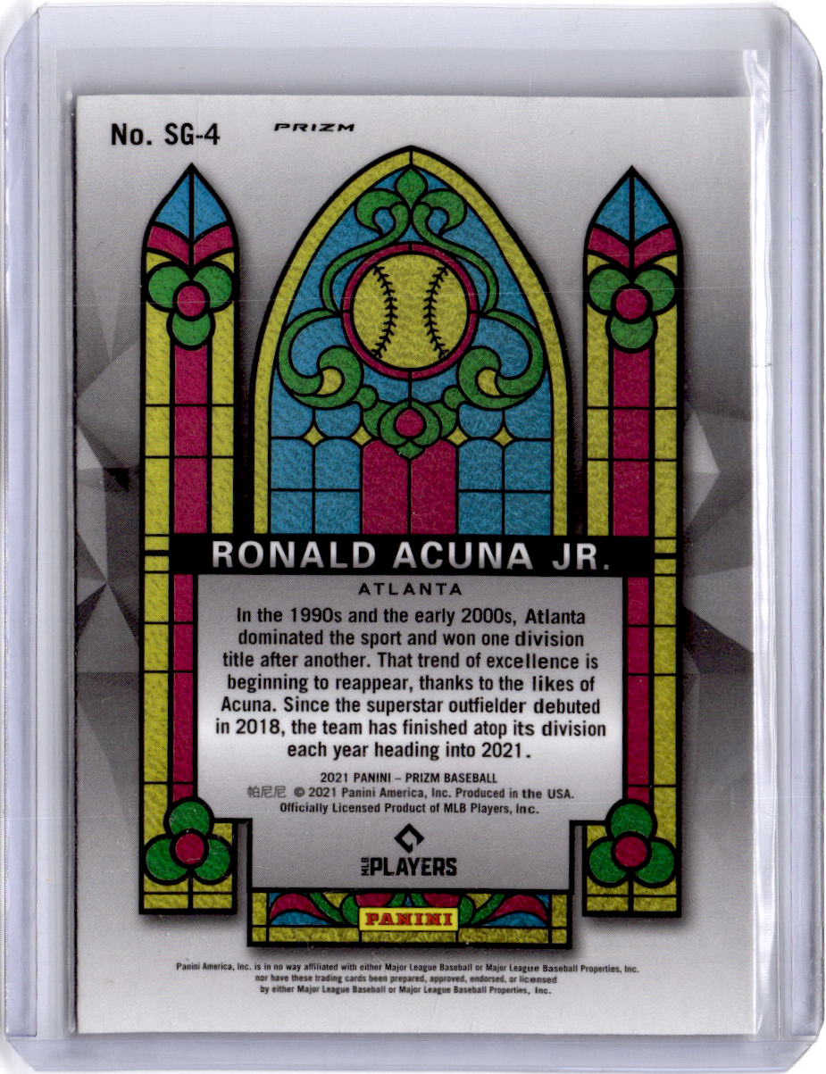 2021 Panini Prizm #SG-4 Ronald Acuna Jr. Stained Glass Purple Prizm