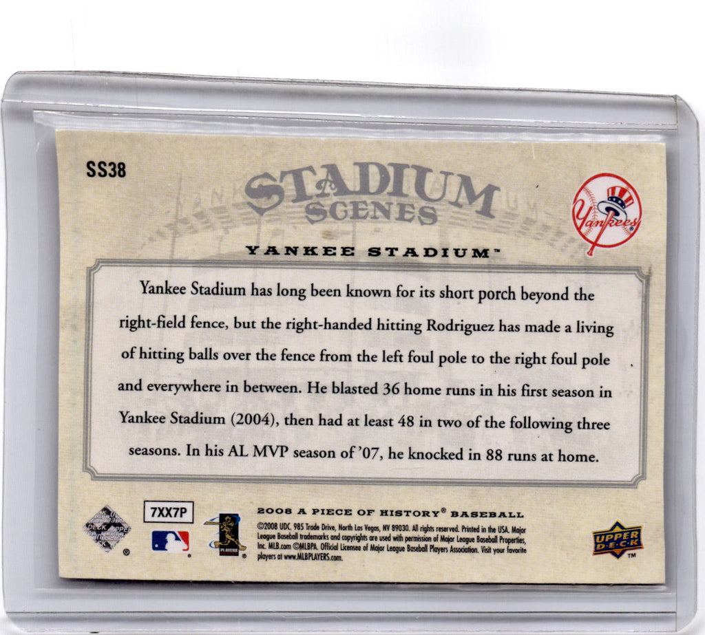 2008 Upper Deck A Piece of History Alex Rodriguez Franchise History Silver #/25