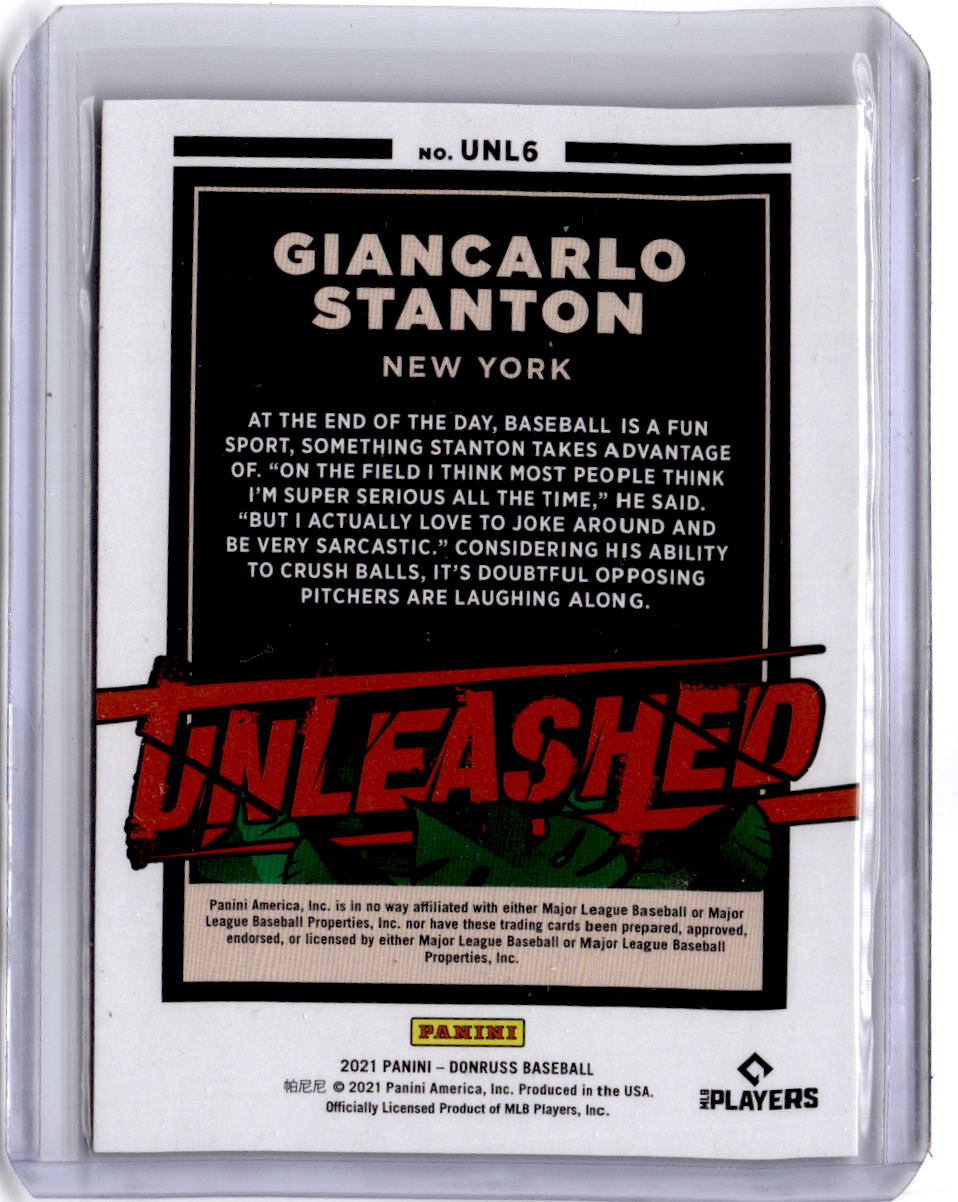 2021 Donruss #UNL6 Giancarlo Stanton Unleashed #/999