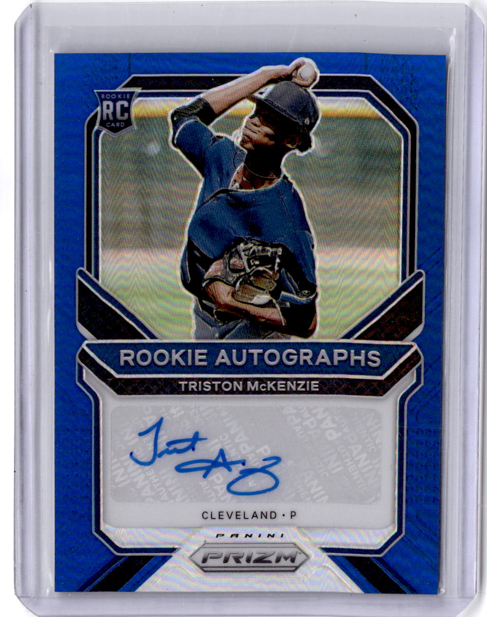 2021 Panini Prizm #RA-TM Triston McKenzie Rookie Autographs Blue Prizm #/125
