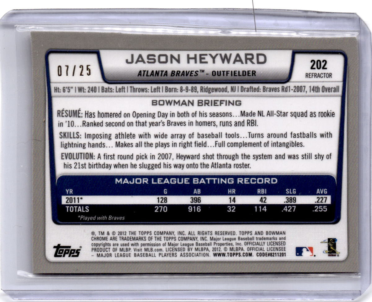 2012 Bowman Chrome #202 Jason Heyward Orange Refractors #/25