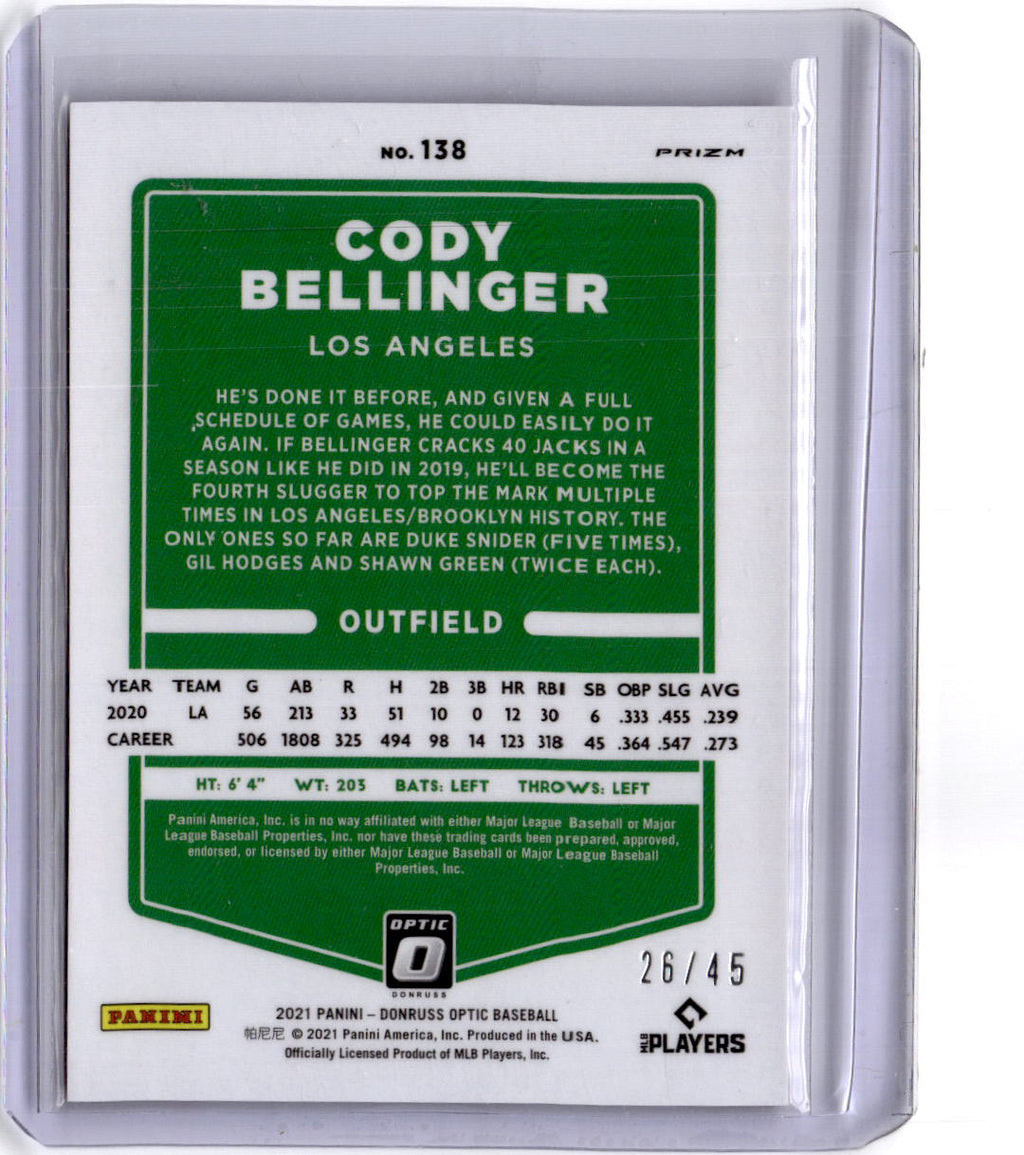 2021 Donruss Optic #138 Cody Bellinger Freedom #/45