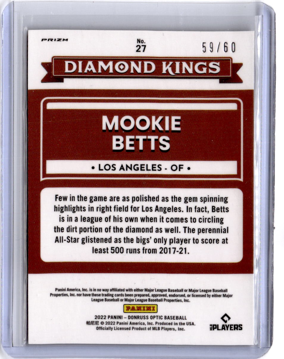2022 Donruss Optic #27 Mookie Betts Red Prizm #/60