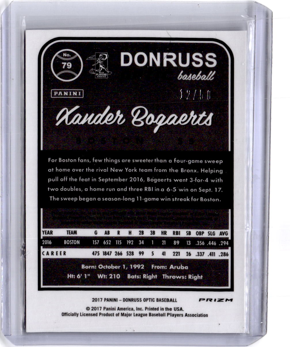 2017 Donruss Optic #79 Xander Bogaerts Carolina Blue #/50
