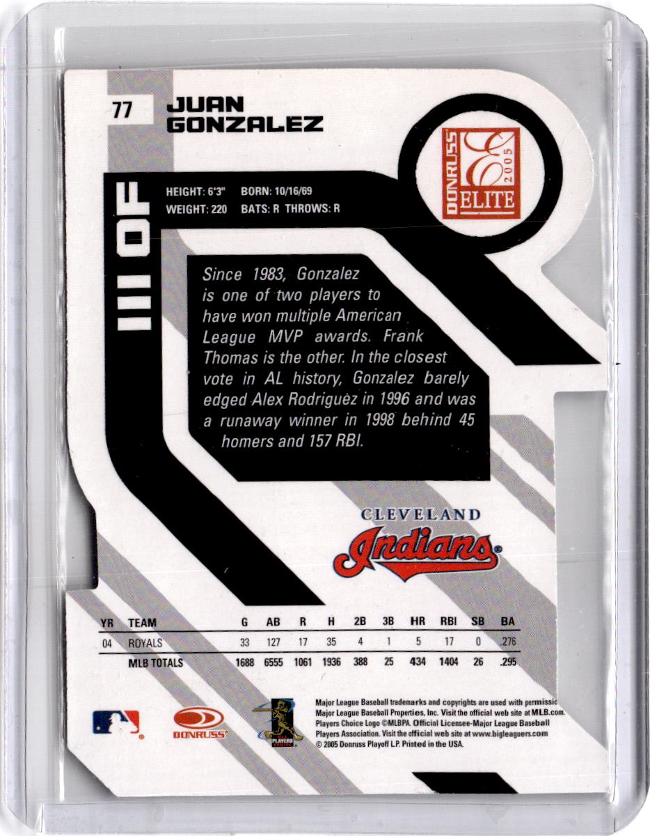 2005 Donruss Elite #77 Juan Gonzalez Aspirations #/78