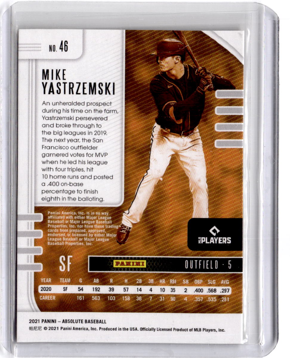 2021 Panini Absolute #46 Mike Yastrzemski Retail Holo Gold #/10