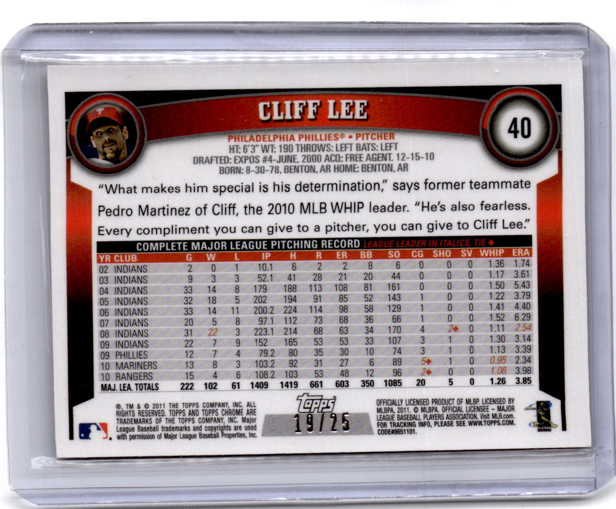 2011 Topps Chrome #40 Cliff Lee Red Refractors #/25