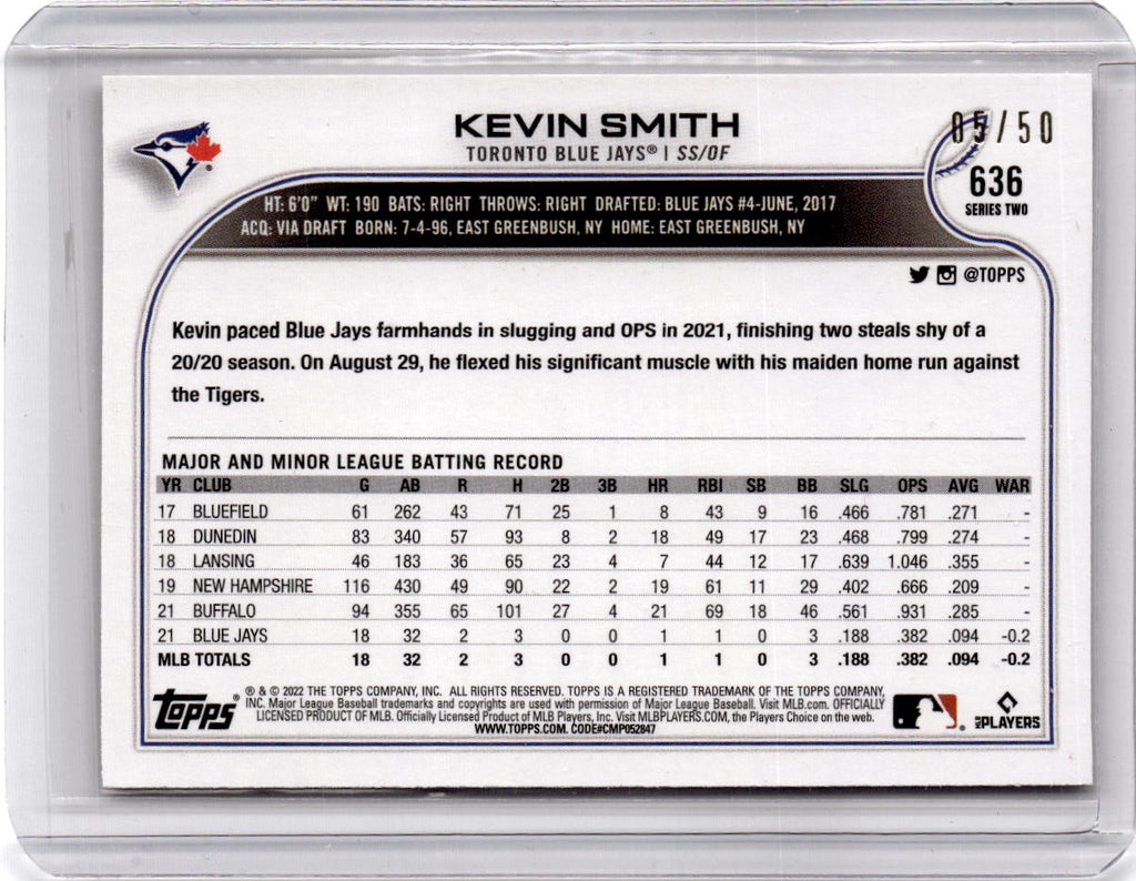 2022 Topps #636 Kevin Smith Mother's Day Hot Pink #/50