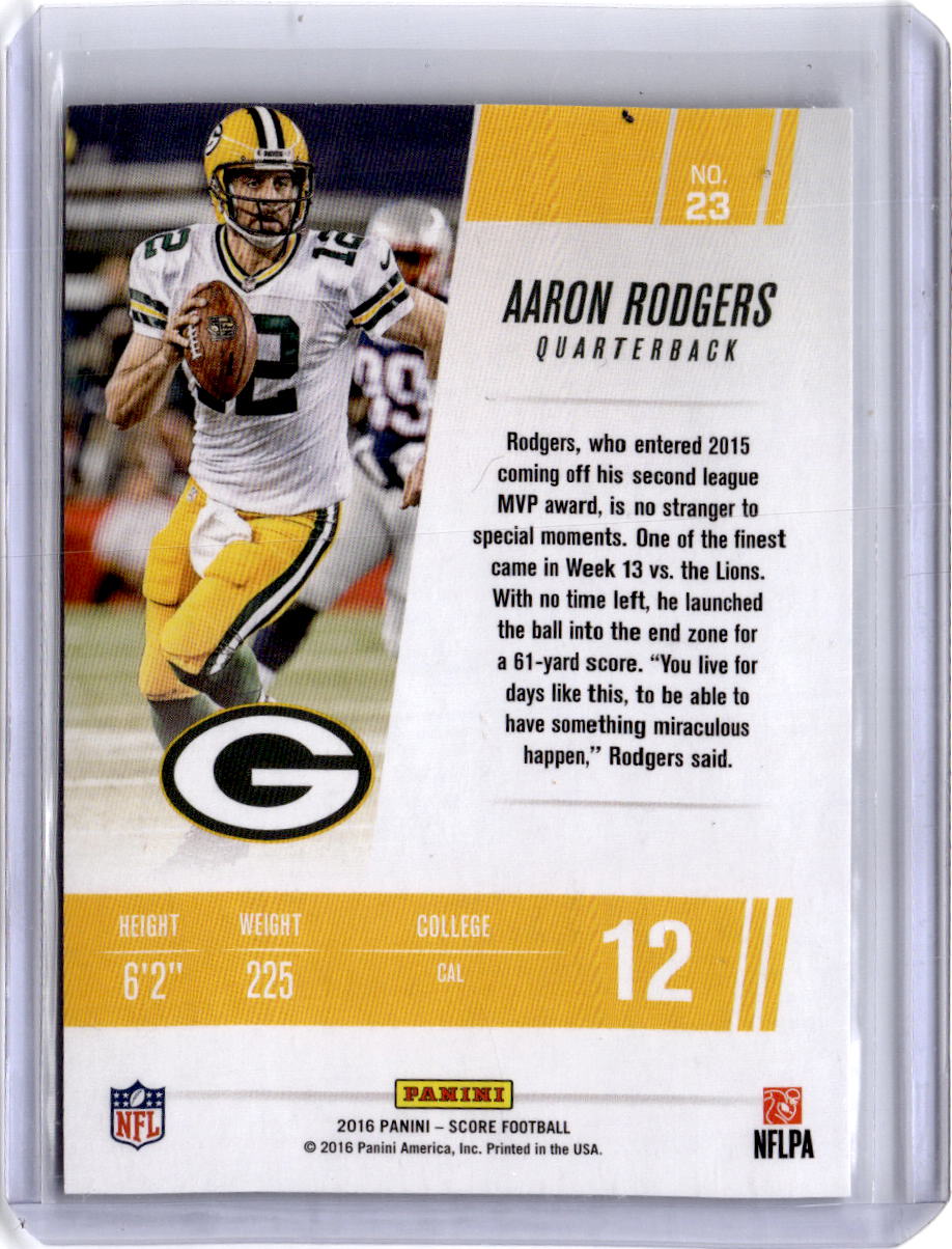 2016 Score #23 Aaron Rodgers Franchise Jumbo Green #/20