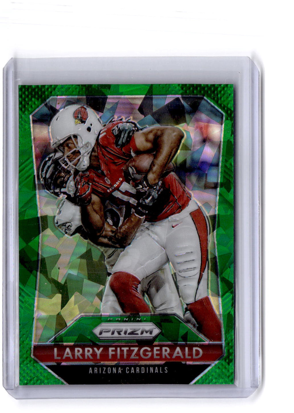 2015 Panini Prizm #11 Larry Fitzgerald Green Crystals Prizm (Cracked Ice) #/75