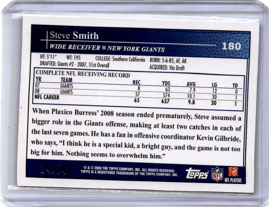 2009 Topps #180 Steve Smith Black #/54