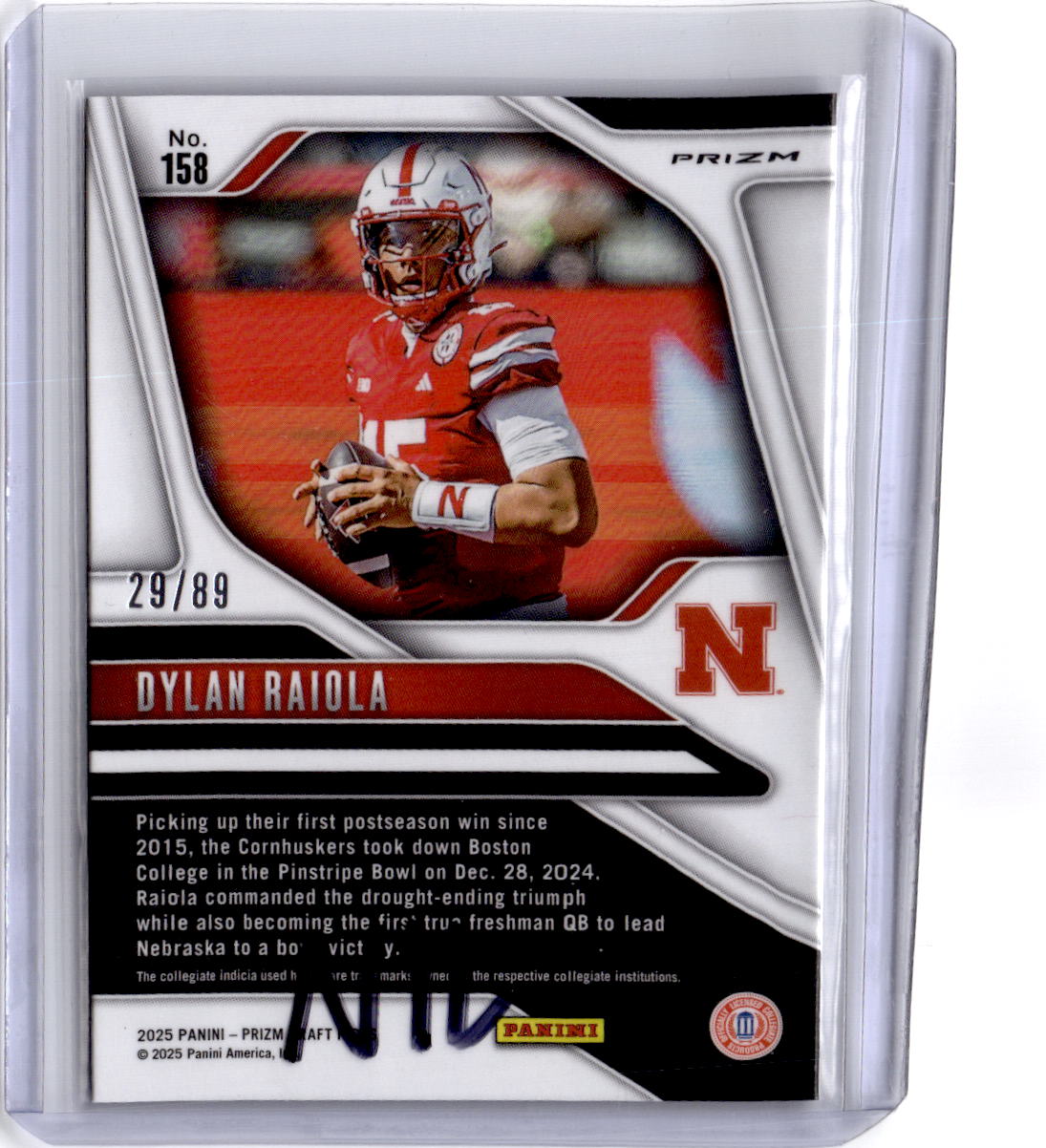 2025 Panini Prizm Draft Picks #158 Dylan Raiola Prizms Blue Finite #/89