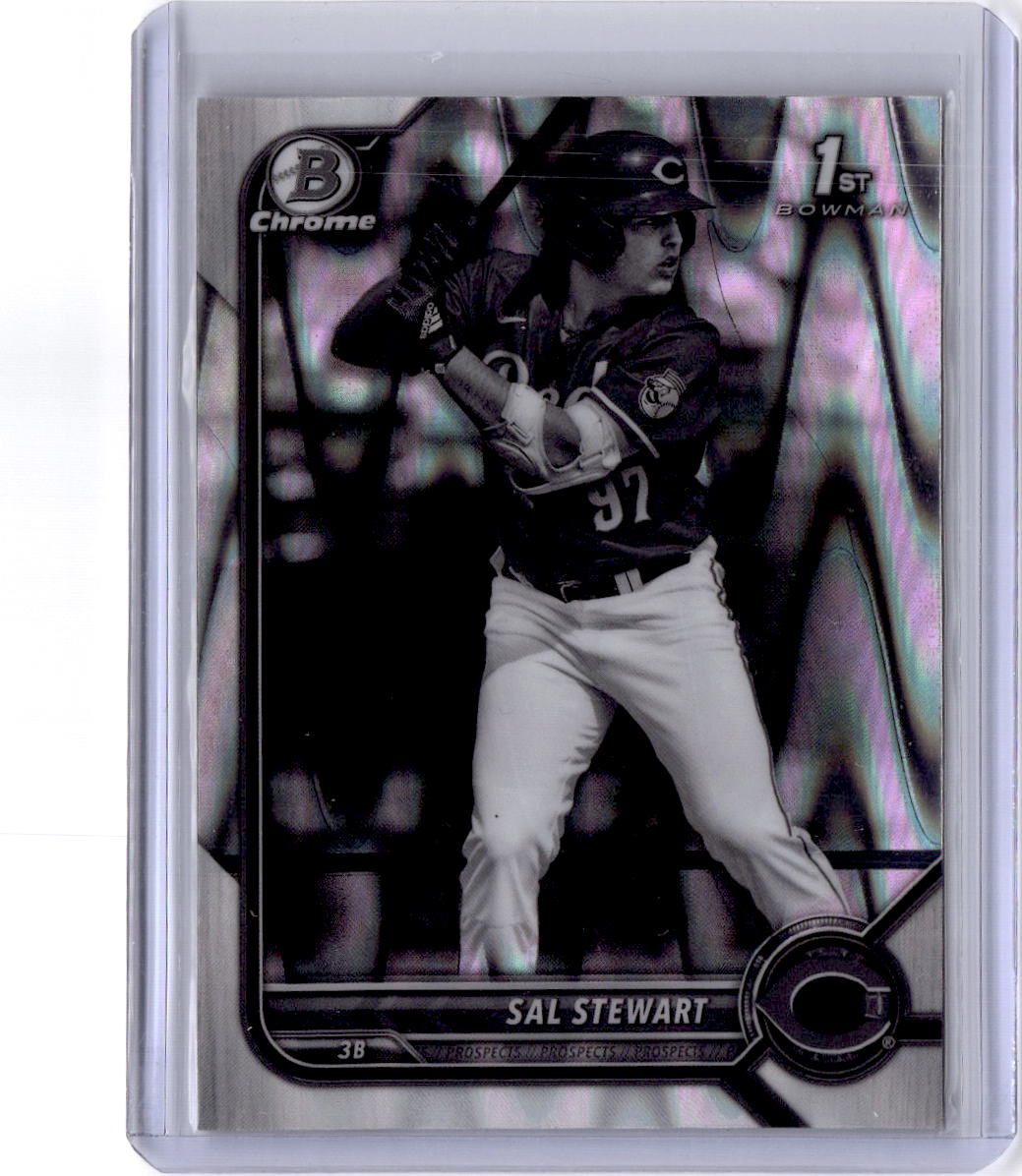 2022 Bowman Draft #BDC-122 Sal Stewart Chrome Black & White RayWave Refractor