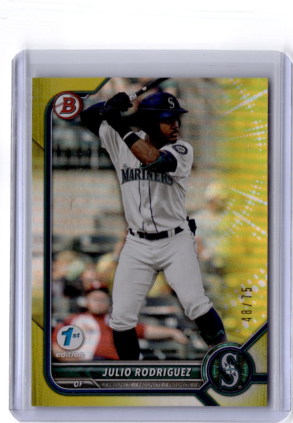 2022 Bowman 1st Edition #BPPF-45 Julio Rodriguez Yellow Foil #/75