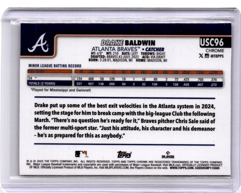 2025 Topps Chrome Update #USC96 Drake Baldwin X-Fractors