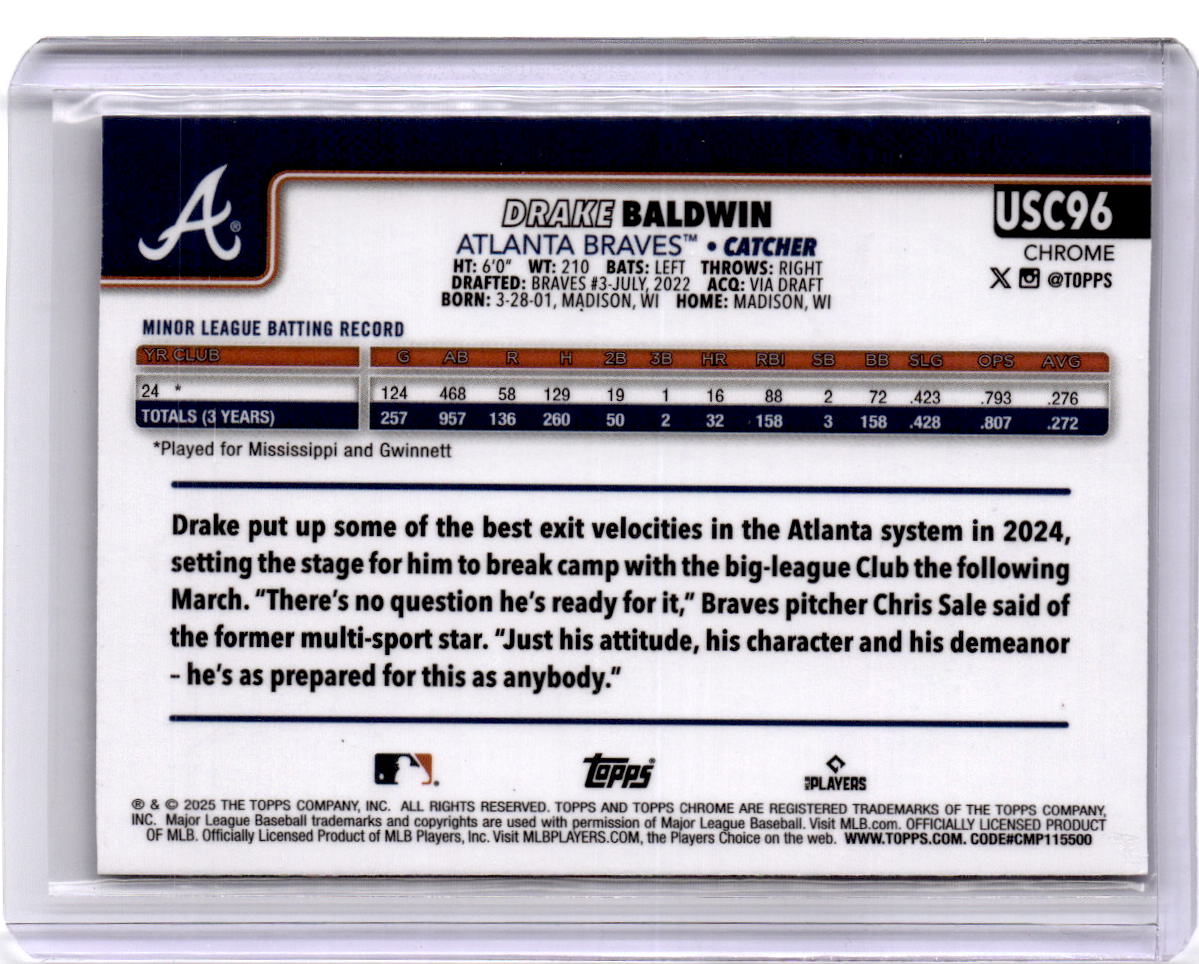 2025 Topps Chrome Update #USC96 Drake Baldwin X-Fractors