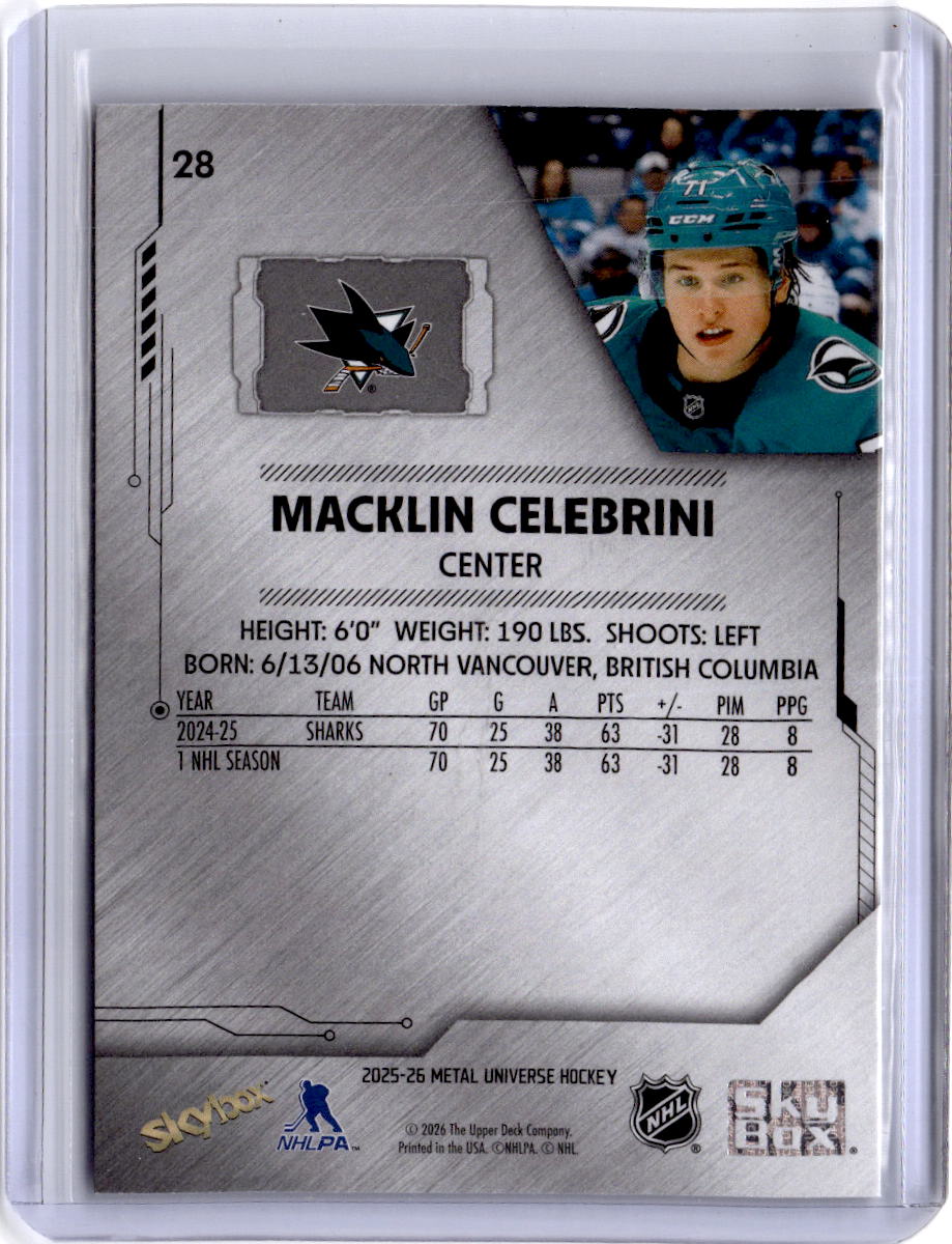 2025-26 SkyBox Metal Universe #28 Macklin Celebrini