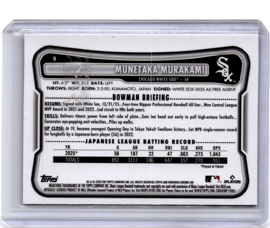 2026 Bowman #9 Munetaka Murakami Chrome Mojo Blue Refractors #/150