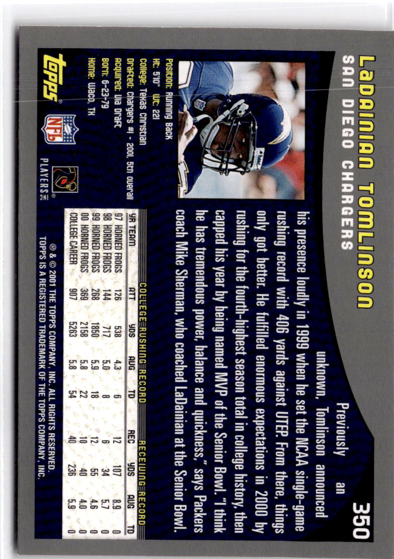 2001 Topps #350 LaDainian Tomlinson