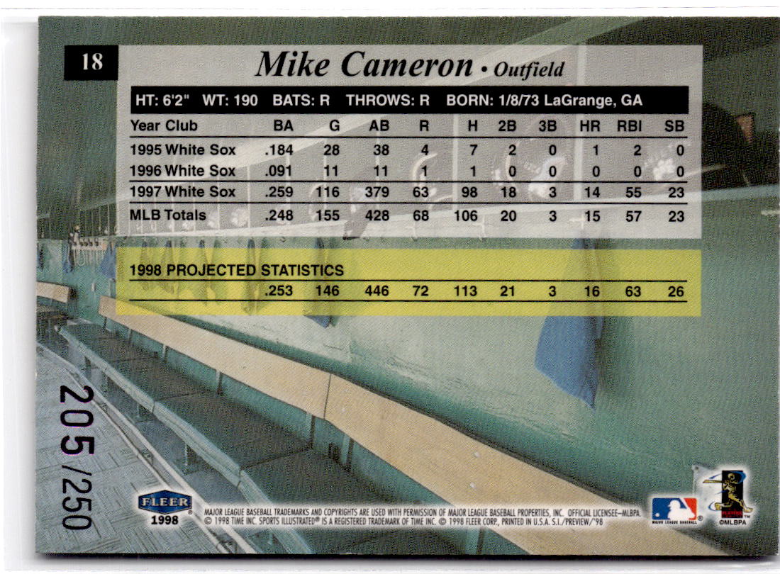 1998 Sports Illustrated #18 Mike Cameron Extra Edition #/250