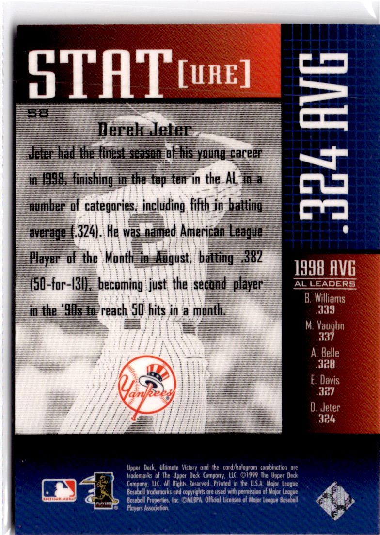 1999 Upper Deck Ultimate Victory #S8 Derek Jeter STATure