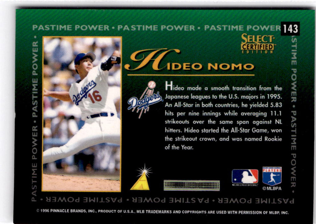 1996 Select Certified #143 Hideo Nomo Artist's Proofs