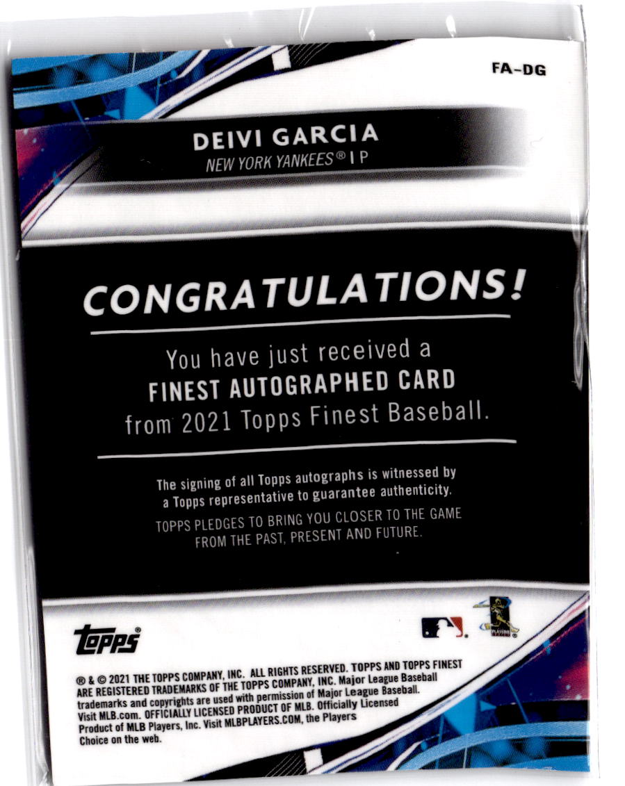 2021 Finest #FA-DG Deivi Garcia Finest Autographs Refractor