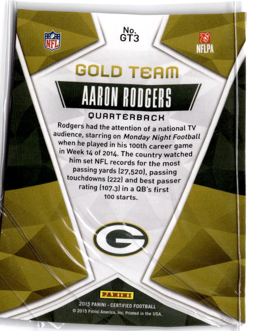 2015 Panini Certified #GT3 Aaron Rodgers Gold Team - Mirror Red #/199