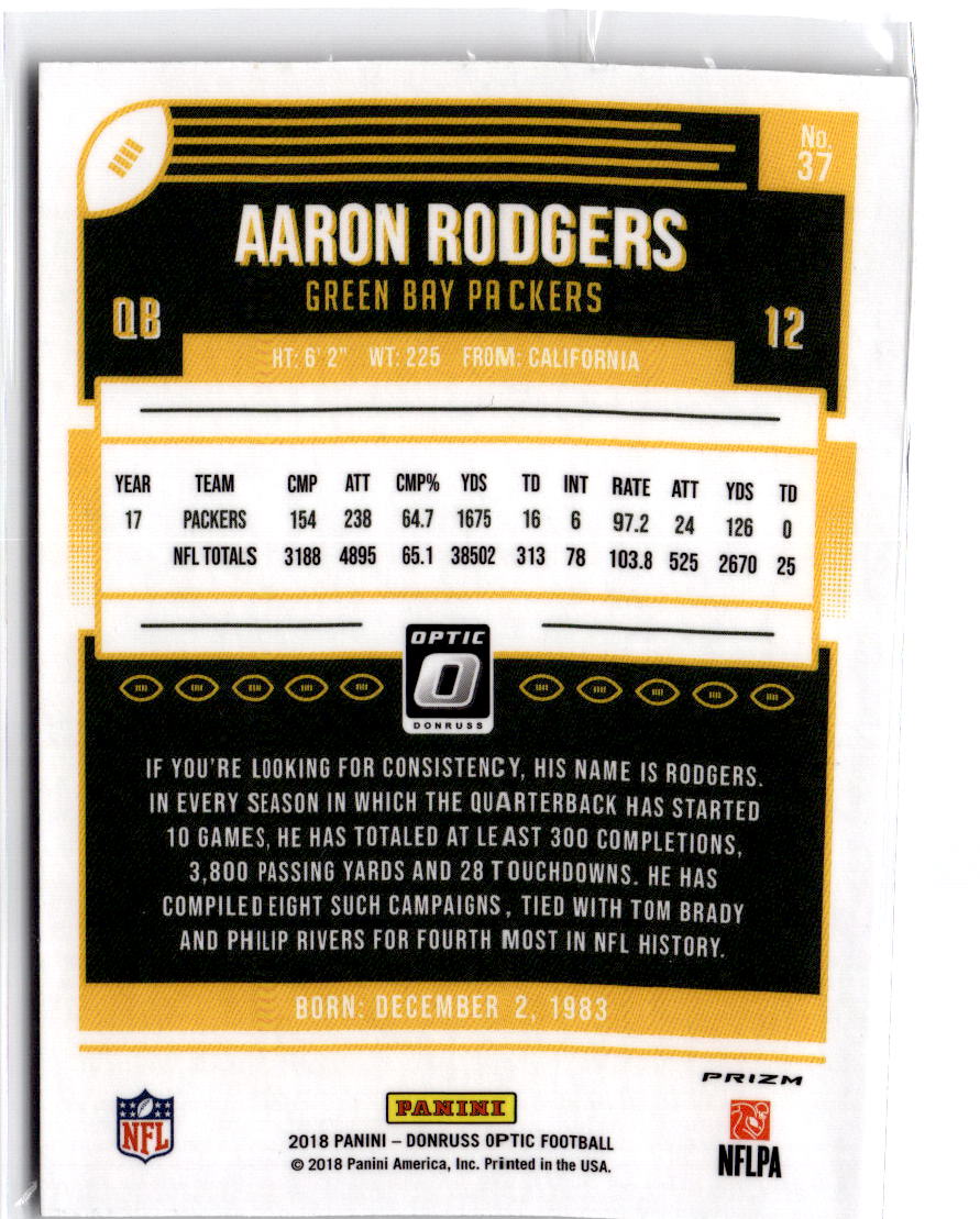2018 Donruss Optic #37 Aaron Rodgers Holo