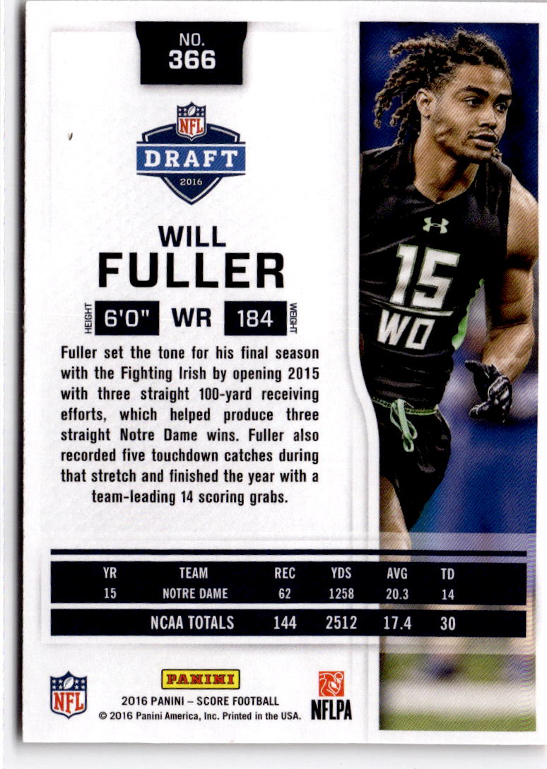 2016 Score #366 Will Fuller First Down #/10