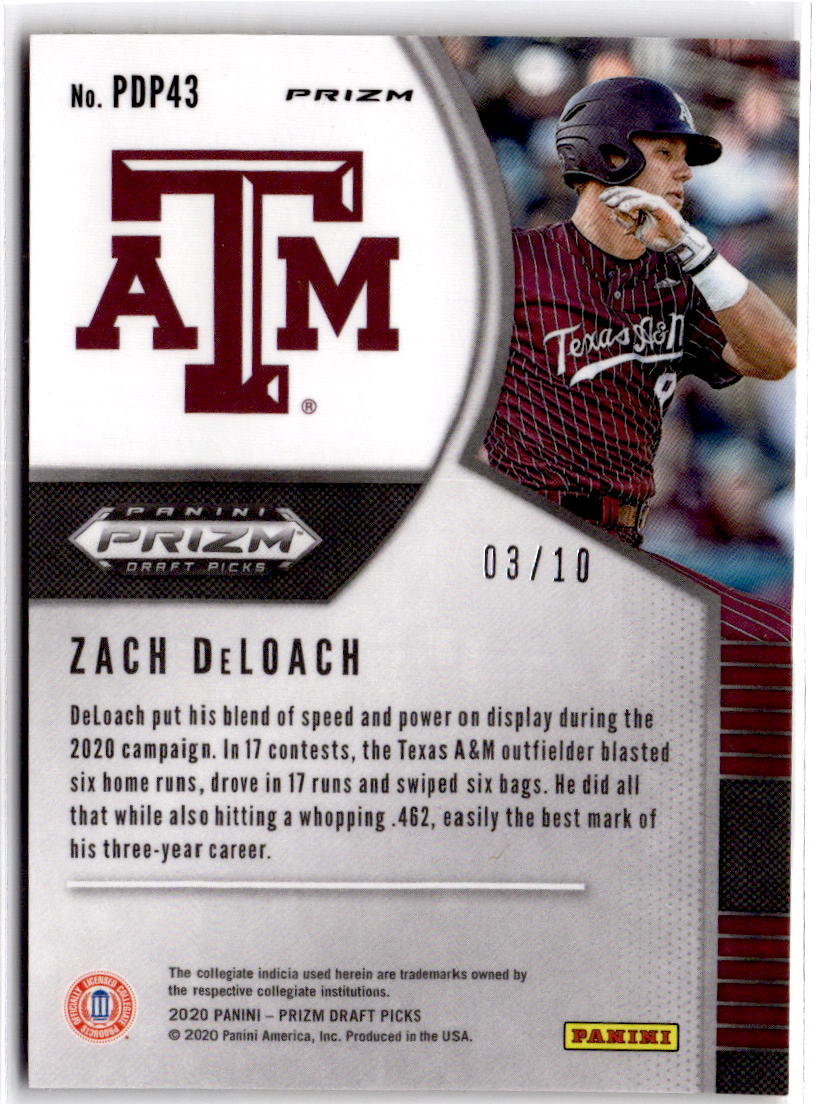 2020 Panini Prizm Draft Picks #PDP43 Zach DeLoach Gold Prizm #/10