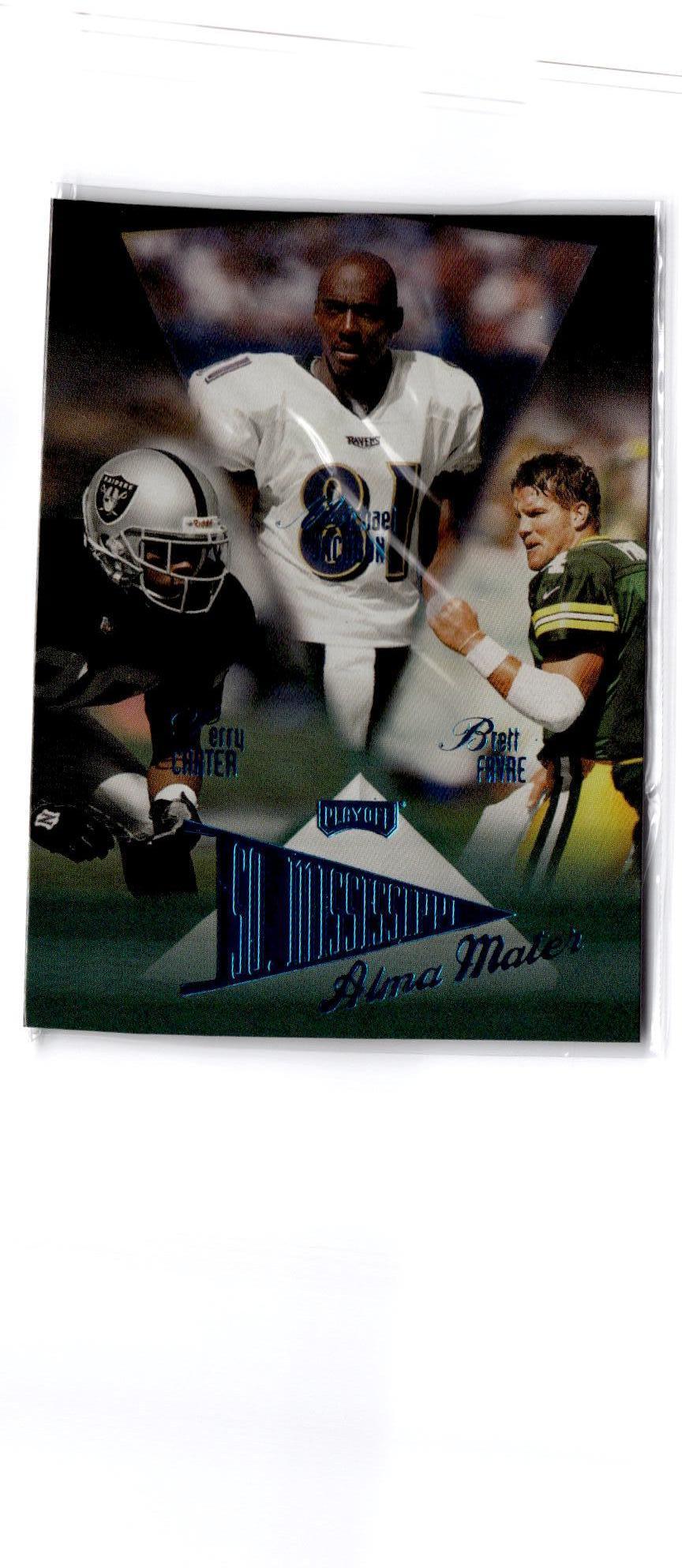 1998 Playoff Prestige Retail Jackson / Carter / Brett Favre Alma Mater Blue Foil