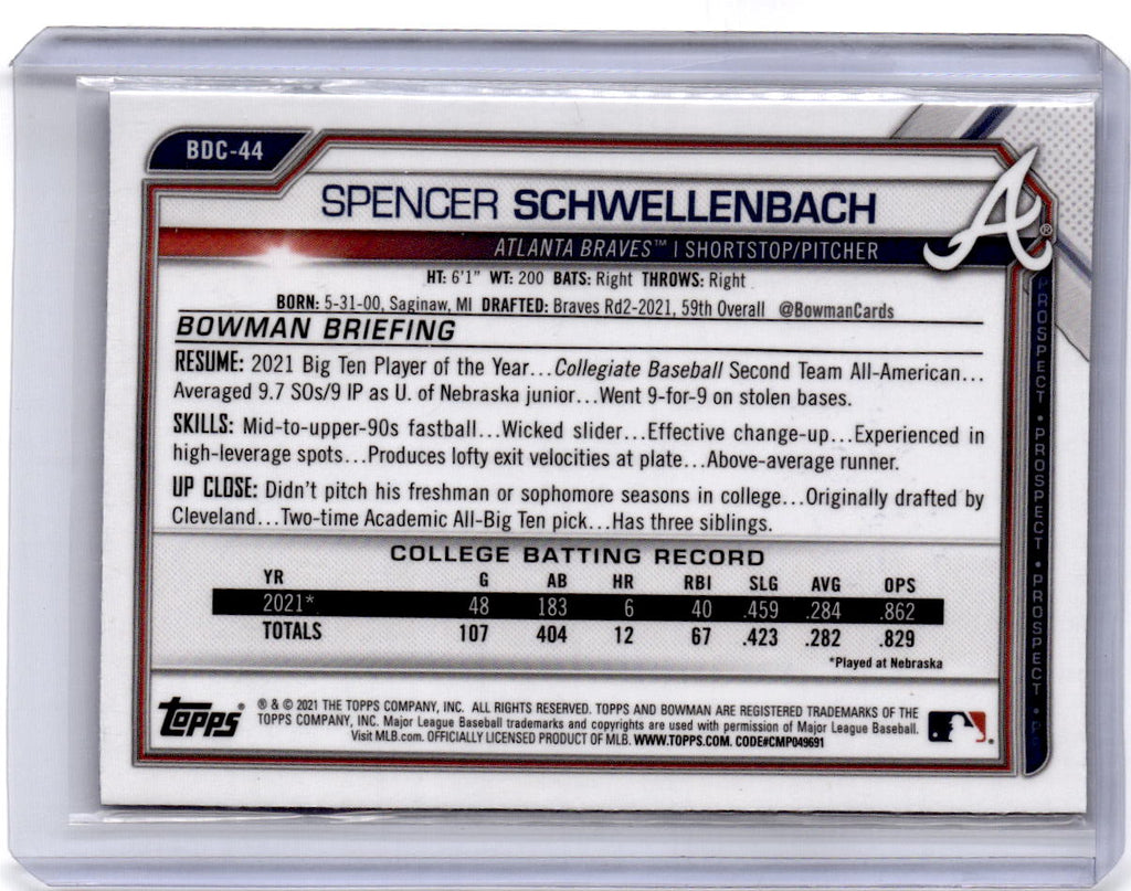 2021 Bowman Draft Sapphire Edition #BDC-44 Spencer Schwellenbach