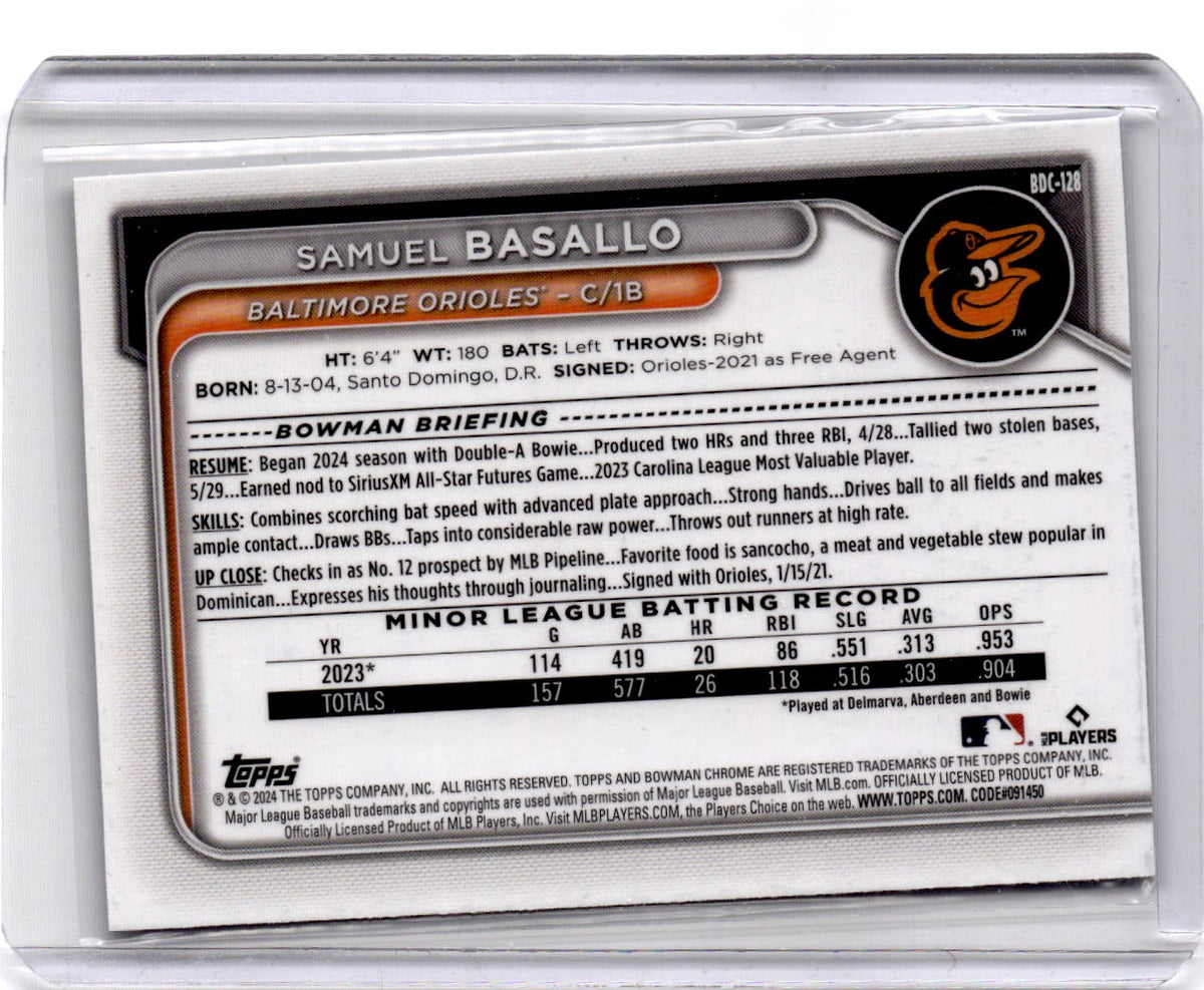 2024 Bowman Draft #BD-128 Samuel Basallo Sky Blue #/499