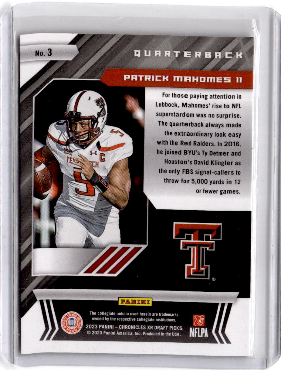 2023 Panini Chronicles Draft Picks #3 Patrick Mahomes II XR Red #/149
