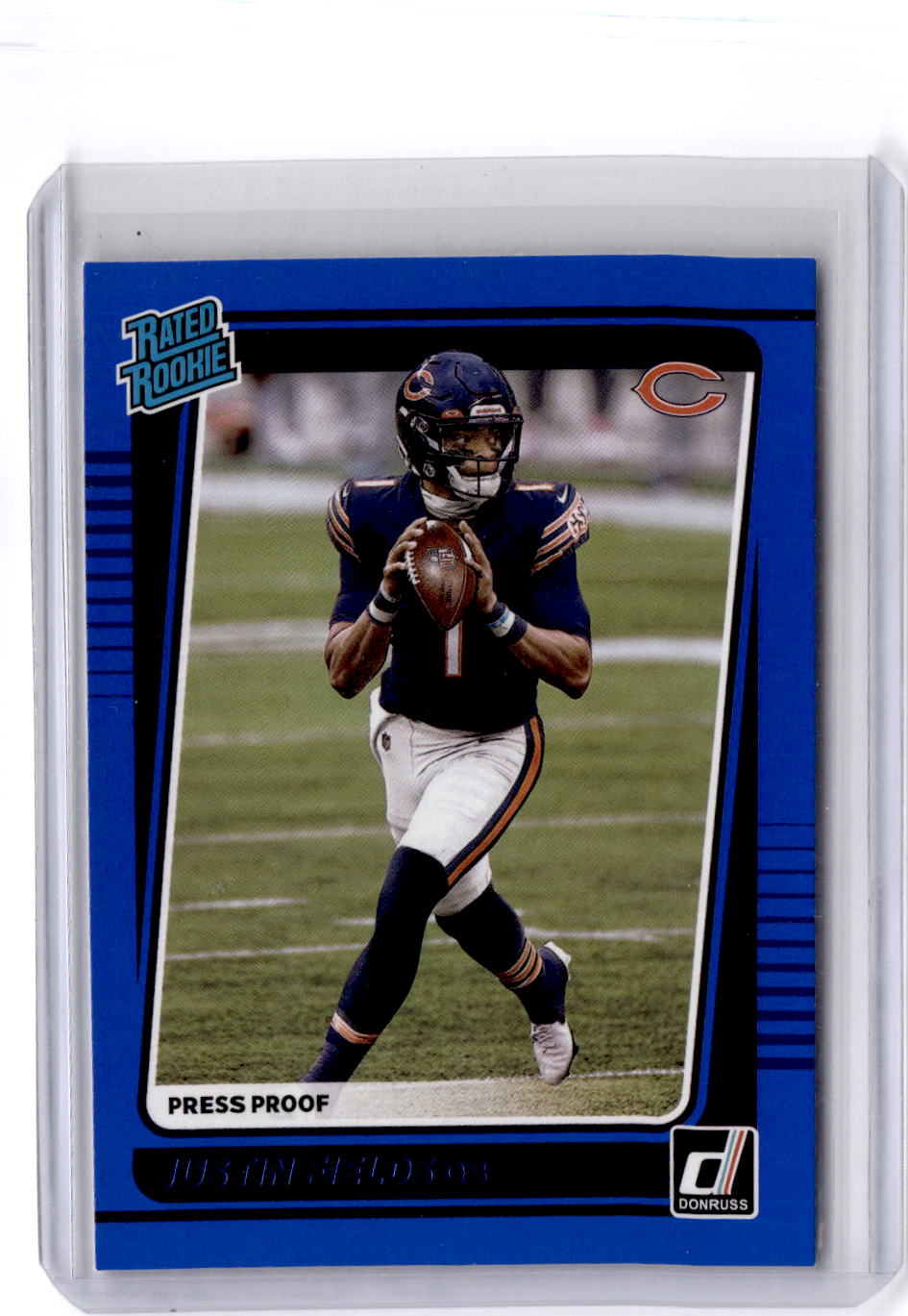 2021 Donruss #253 Justin Fields Press Proof Blue