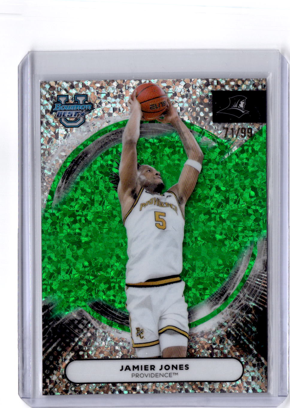 2025-26 Bowman's Best University #67 Jamier Jones Green Mini Diamond #/99