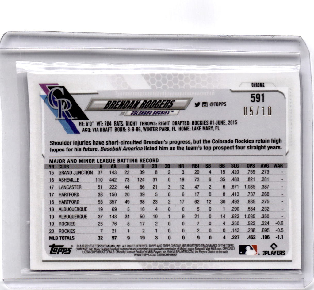 2021 Topps Chrome Sapphire Edition #591 Brendan Rodgers Purple #/10