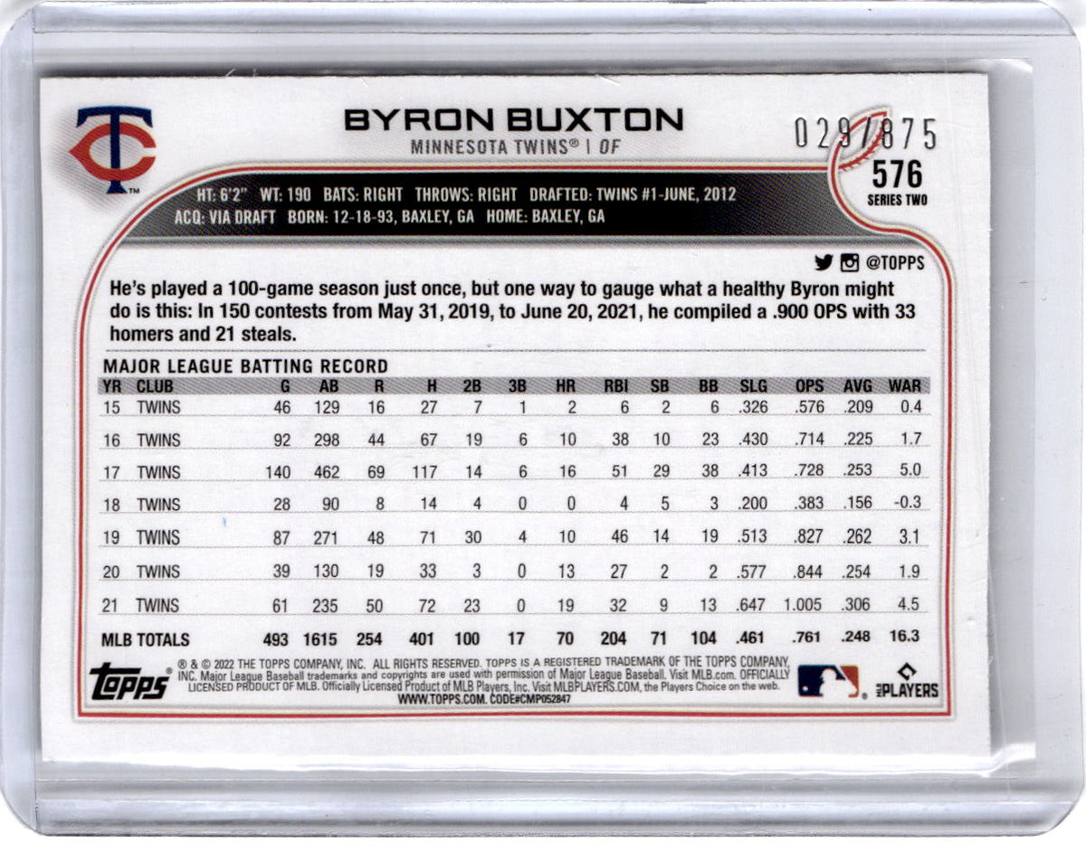 2022 Topps Chrome Sonic #174 Byron Buxton silver shimmer /875
