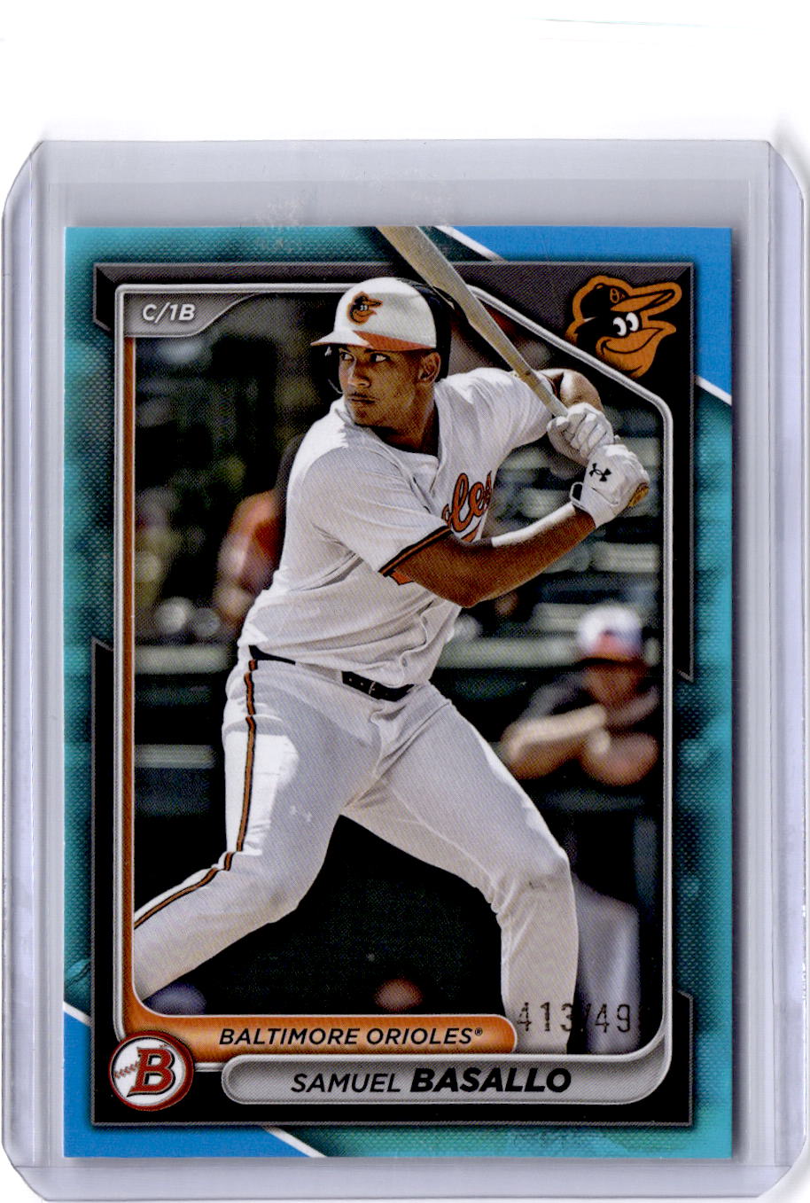 2024 Bowman Draft #BD-128 Samuel Basallo Sky Blue #/499